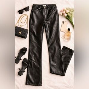 Pistola Black Faux Leather Onyx Cropped Straight Leg Pants - Size 26 NWT